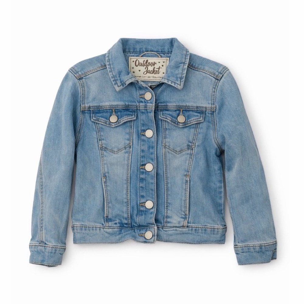 Vertbaudet Girls Denim Jacket Snap Closure Size 6-7 years